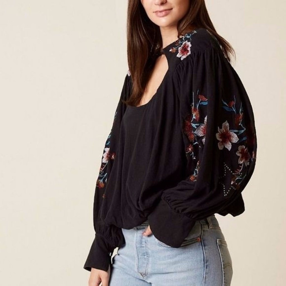 Free People Embroidered Blouse